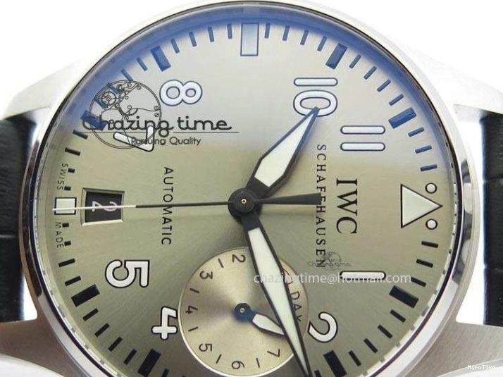 MIROTIME 0318 TimelessDesign Big Pilot Real PR IW500906 ZF 1:1 Best Edition Silver Dial On Black Leather Strap A 7285